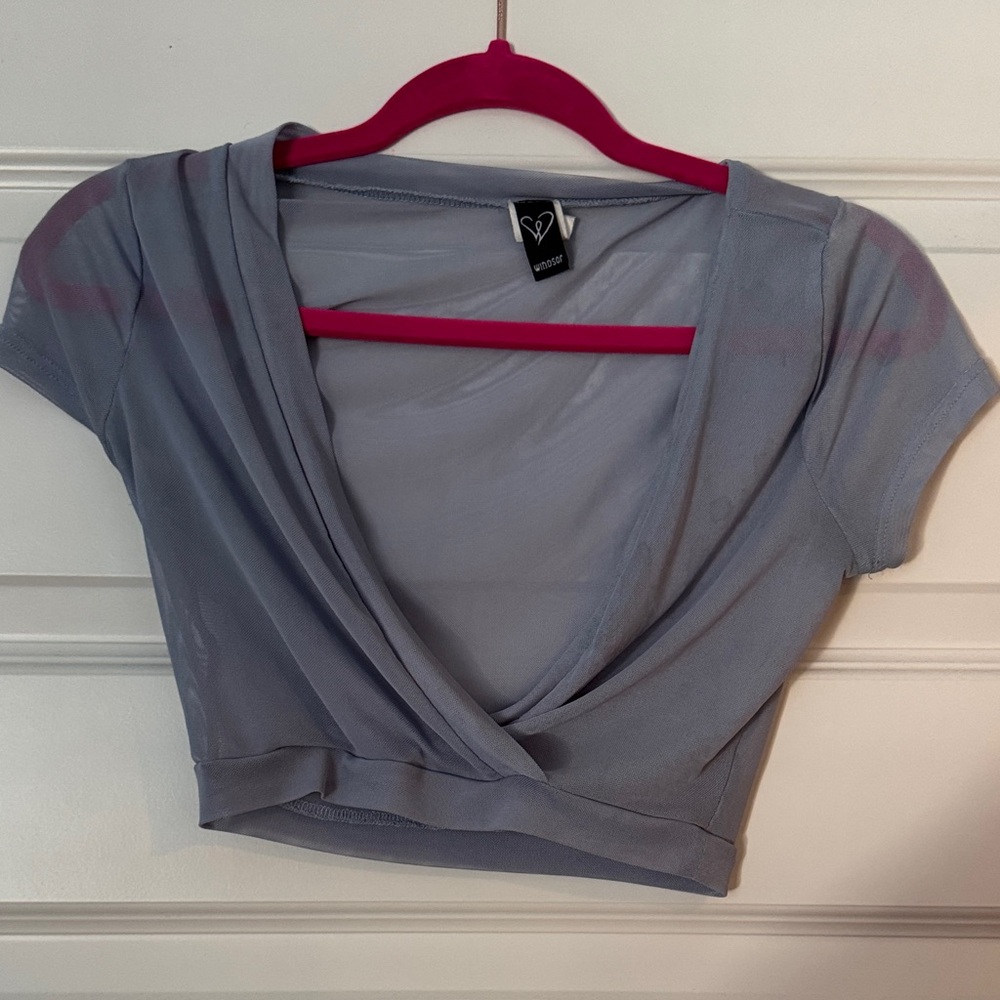 Sheer Blue Wrap Top